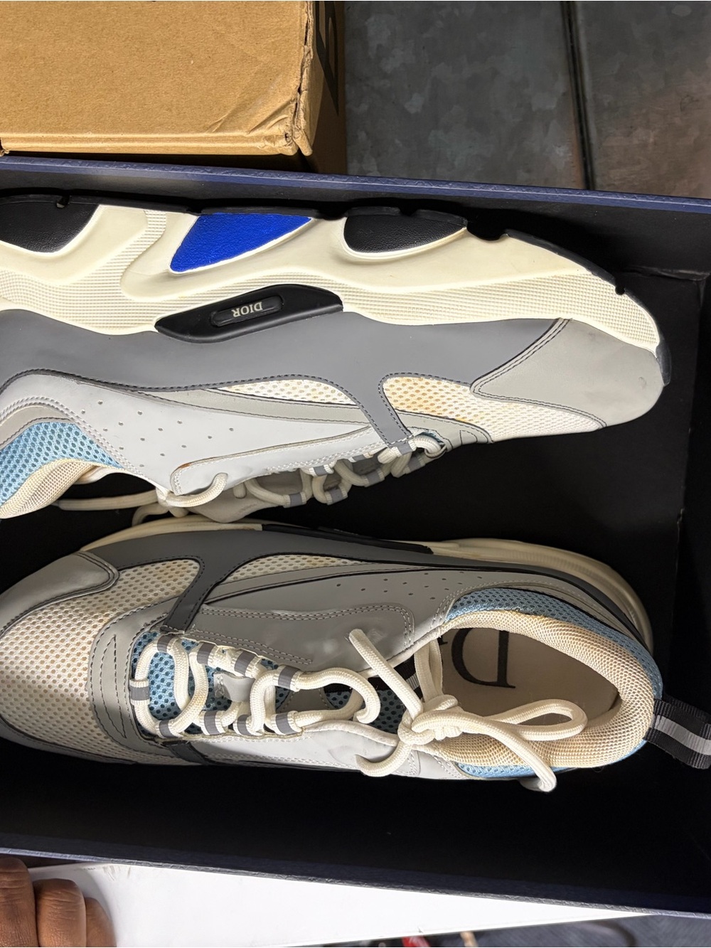 Dior Men’s White, Light Blue & Gray Chunky Sneakers